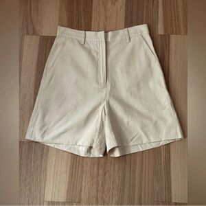 Sophie Rue cotton linen blend beige high waisted shorts 5” Size XS